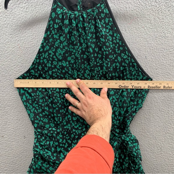 Do+Be Halter Spaghetti Strap Leopard Print Tiered Ruffle Side Bow Dress Size L - Picture 3 of 14